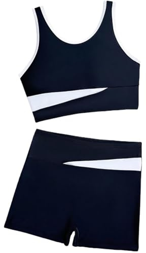 Bañadores Niña Natacion | Traje de Baño Bikini Dos Piezas para Niñas y Adolescentes con Cómodos Shorts de Natación en Color Sólido