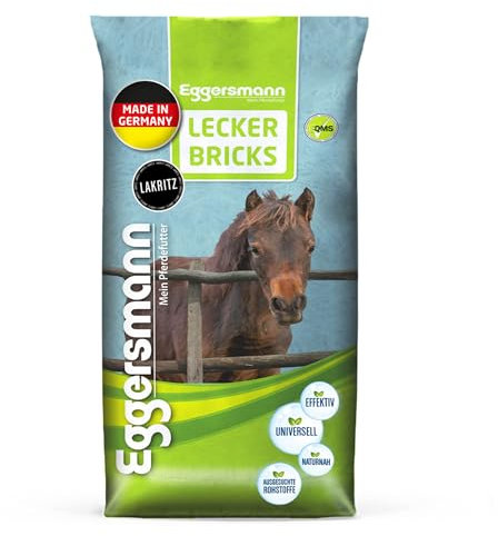 Eggersmann Mein Pferdefutter 25 kg Pferde-Leckerlis | Lecker Bricks für Pferde & Ponys | Natürlicher Lakritz-Geschmack | Perfekt als Belohnung & für zwischendurch | Pferde-Zubehör