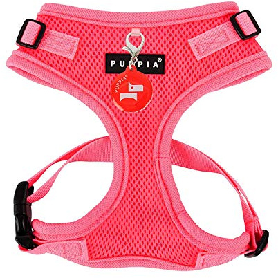 Puppia Neon Hundegeschirr für kleine bis mittelgroße Hunde - verstellbar und sehr weich - Auch als Welpengeschirr verwendbar -Antizuggeschirr für Hunde, Pink, M