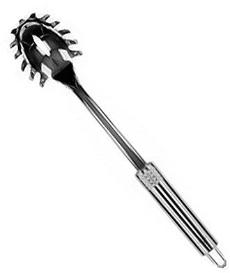 Fackelmann Spaghettilöffel 32 cm OVALGRIFF, Nudellöffel aus Edelstahl, Küchenhelfer mit ergonomischen Griff (Farbe: Silber), Menge: 1 Stück