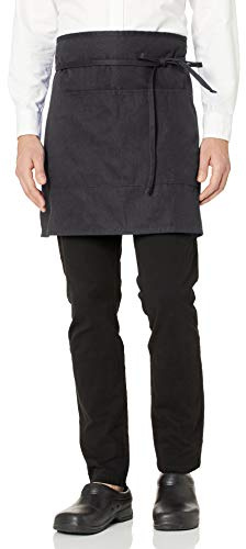 Uncommon Threads Standard Unisex Half Waist Aprons with Pockets for Work Restaurant Uniform, Black, One Size