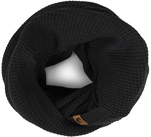 HEYO Rundschal H16025 | Winter Loop Schal für Herren | weiches gestricktes Schlauchschal | warmes Strickschal (Schwarz)