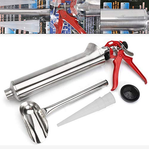 Mortar Grout Gun,15inch Stainless steel Hand Caulking Gun Mortar Applicator Sprayer Grout with 2 Nozzles,Portable Cement Grout Mortar Caulk Pointing Grouting Gun Cement Spray Applicator Tool