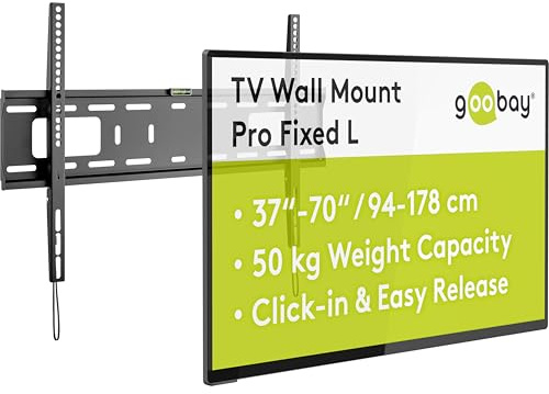 goobay TV-väggfäste 37–70 tum, styv, ultraplatt 25 mm, VESA 600 x 400, upp till 50 kg – basic fast L – 49891