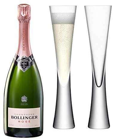 Bollinger Rose Champagne with LSA Flutes 75cl 12% abv