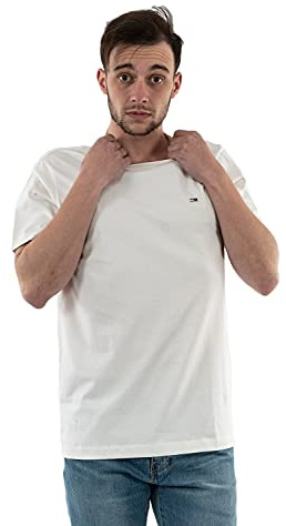 Tommy Jeans Tjm Slim Jersey C Neck Ext Dm0Dm09598, Top in Maglia a Maniche Corte, Uomo, Bianco (White), XL