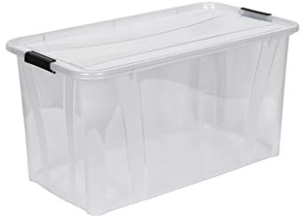 Kreher Aufbewahrungsboxen Master mit Deckel in Transparenter Ausführung. In verschiedenen Größen (wählbar). Aus robustem Kunststoff. (80 Liter)