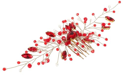 Kichvoe Braut Haarkamm Kristall Hochzeit Kopfschmuck Roter Haarschmuck Haar Kamm Elegant Für Frauen Mädchen 6.69X2.76 Zoll