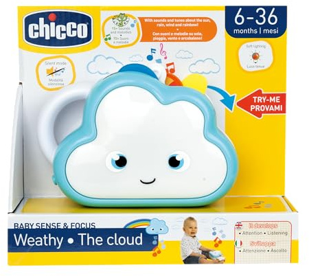 Chicco Wealthy Die Wolke, sprechendes Lernspielzeug, Melodien, manuelle Aktivitäten, Bunte Lichter, fördert Aufmerksamkeit und Zuhören, Spielzeug für Kinder von 6 bis 36 Monaten