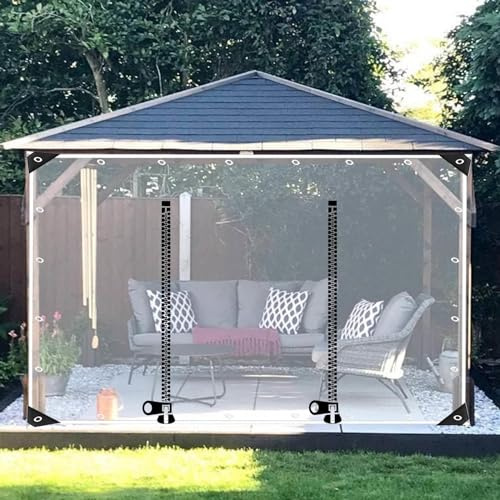 Gazebo Transparent Side Panels,Outdoor Waterproof Clear Tarp Curtains With Zip Door,0.3mm Pvc Plastic Tarpaulin,Partition Curtain Tarpaulin With Grommets,for Pergola Patio,W×H-1.2×2.6m(3.9*8.5ft)