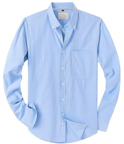 J.VER Hemden für Herren Bügelfrei Regular Fit Männer Oxford Baumwolle Langarm Casual Oberhemd aus Button Down Freizeithemd mit Tasche,Blau Violett,L