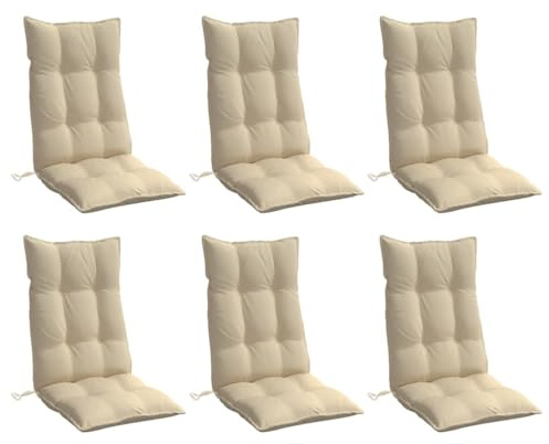 Coussins de chaise à dossier haut lot de 6 beige tissu oxford