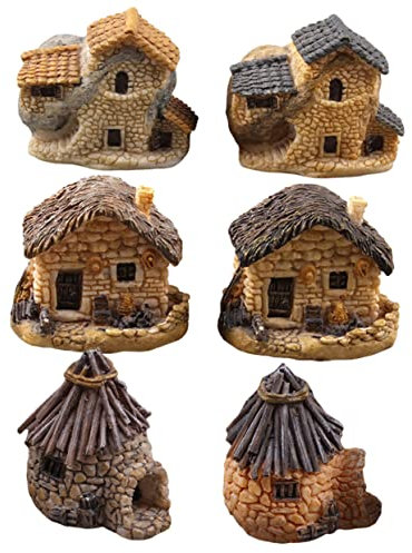 KONTONTY 6 Stück Mikro-landschafts-kunstharz-Ornament Miniatur Bastelarbeiten Dekoratives Mini-Haus Für Schreibtisch