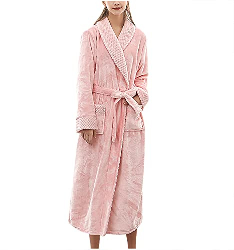 NSICBMNO Robes de chambre longues pour femmes UK Peignoirs moelleux Peignoirs de bain en polaire Pyjamas d'hiver Robe de chambre de luxe en velours pour dames Cardigans épais Robe en peluche avec