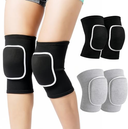 NJCXOLA 2 Paire Genouillere Danse pour Enfant & Adult,Elastique Genouillère Volleyball, Genouillere Danse Enfant,Souple Protege Genoux Sport pour Handball Football Skate VTT Yoga Hip Hop Patinage