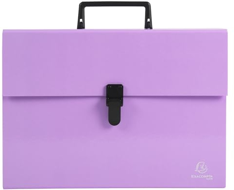 Exacompta - Ref. 56765E - kartong med 4 resväsksorterare med akvarellhandtag - flerfärgade förstärkta bälgar - stängning med klämma - 18 fack - dim 32 x 24 cm - för A4 - lila färg