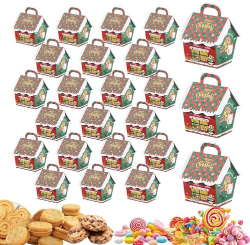 yupeuooe 24 Stücke Hohl Candy Favor Geschenkbox, Weihnachtsparty Leckerli Boxen, Geschenkboxen für Weihnachten, Kekse Verpackung Weinachten Schachtel Deko Geschenk Box