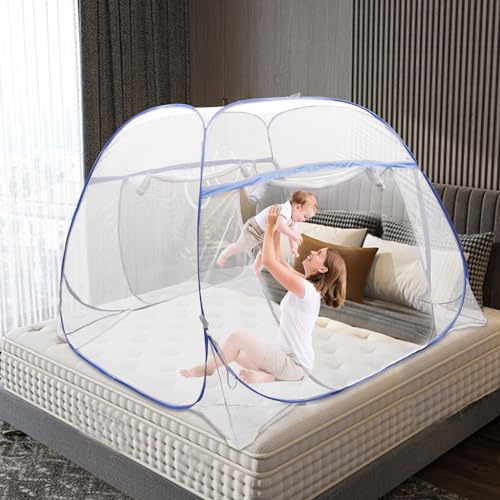 Moskitonetz Bett, Rand Doppeltür Moskito Campingzelt Tragbares Reise-moskitonetz Faltbares Feines Netz Pop-Up-Moskitonetz 198 * 180 * 160 cm