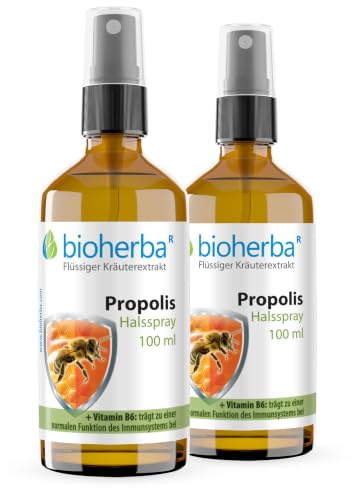 2 Propolis Halsspray 50 ml mit Vitamin B6 – Pflanzliche Pflege für Mund- und Rachenraum von BIOHERBA PZN 17188752