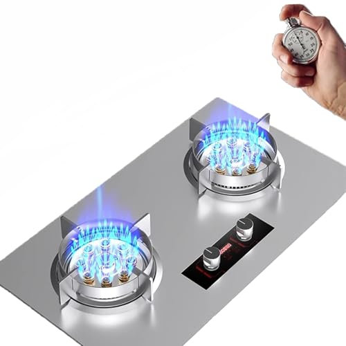 THEGA 8,5 KW Gaziniere Gaz, Cuisinière À Gaz 2 Brûleurs, Cuisinière À Gaz À Minuterie Indépendante Intelligente Bilatérale, Cuisinière À Gaz À Double Protection De Sécurité, Cuisiniere(LPG)