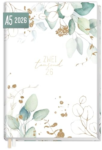 Häfft® Chäff-Timer Classic Kalender 2026 A5 Blattgold Buchkalender, Terminplaner, Terminkalender, Wochenplaner für 12 Monate: Jan. 26 bis Dez. 26