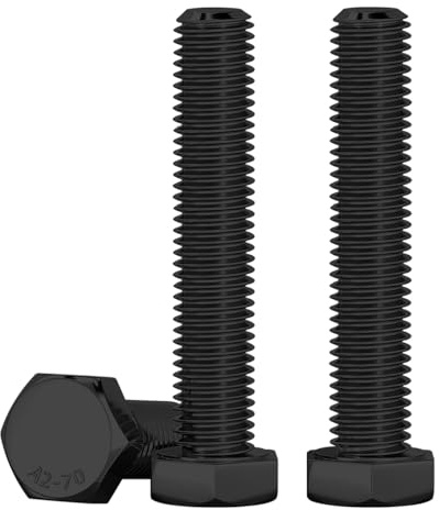Drenky M8 x 50mm Sechskantschrauben Schwarz, Maschinenschrauben 10 Stück Edelstahl A2 V2A Sechskantkopfschrauben Edelstahlschrauben DIN933 Norm Bolzen für Maschinenmontage