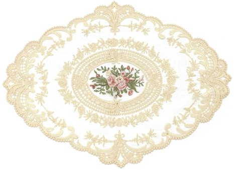 Nicear 2 Piezas Mantelitos De Encaje De Algodón Mantel De Encaje De Ganchillo Mantelitos Hechos A Mano Manteles Individuales Mesa Estilo Granja 31x42 CM Beige