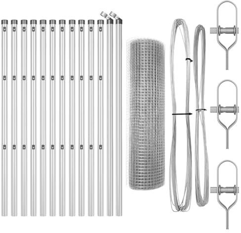 vidaXL Welding Wire Fence with 13 Posts 0.4 x 25 m Galvanised Steel Durable and Heavy Duty for Outdoor Fencing Solution Garden Metal Industrial Panels Safe Living Areas