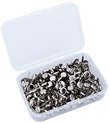 Veemoon 200stücke Metall Papierklammern Brads Rundkopfklammern Silber Mit Aufbewahrungsbox Rostfreie Papierverschlüsse Für Basteln Scrapbooking DIY Kunsthandwerk