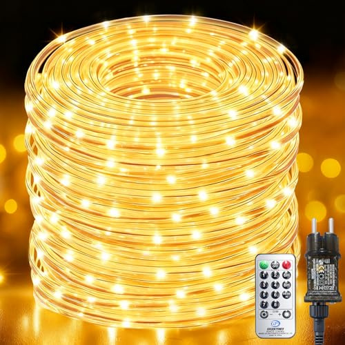 Bzavor 30M 600 LED Lichterschlauch Außen mit Stecker Fernbedienung,Lichterkette Außen 8 Modi Dimmbar IP44 Wasserfest,Lichterschlauch Für Innen Außen Weihnachten Garten Terrasse Zaun Hof Deko Ø5mm