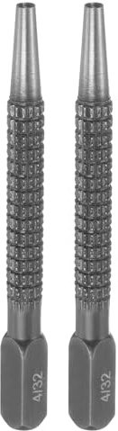 sourcing map 2pcs Center Punch 4/32 Carbon Steel Non-Slip Nail Setter Punch Tapered Alignment Center Hole Pin Tool for Plastic Metal Wood Scribe Marking