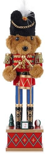 VorFor Casse Noisette Noel Puppe,28cm Figurine, Nutcracker Christmas,Casse Noisette en Bois(Tambour Soldat Petit Ours),Décoration De Noël à l'intérieur,Un Excellent Cadeau De