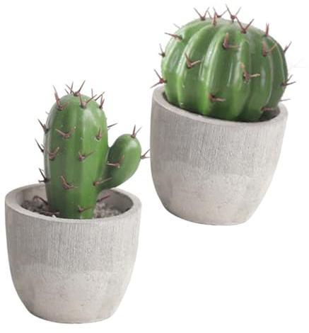 Gatuida Decorazione Artificiale Cactus Bonsai 2 Pezzi in Plastico Verde, Facile da Usare e Pulire, Mini Pianta Cartoon per Decorazione da Scrivania e Giardino