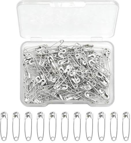 120 Pcs Safety Pins 19mm, Small Silver Safety Pins, Metal Nickel-Plated Mini Pins for Sewing, Clothes, Crafts, DIY & Household Use