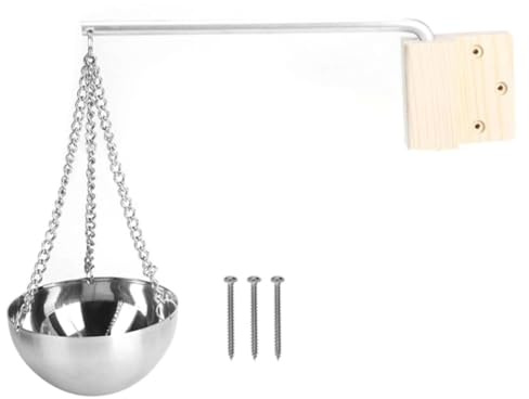 QOXEZY Bol Diffuseur de Parfum Huile Essentielle de Sauna - 12cm Tasse en Acier Inoxydable avec Support Mural en Bois et Bras Métalliques Réglables pour Spa et Sauna