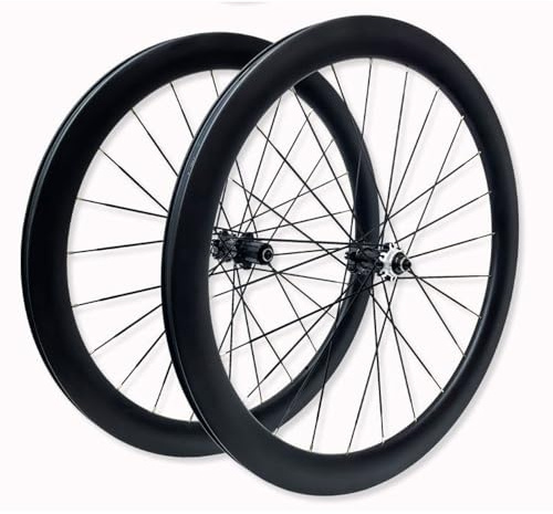 700C Rennrad Laufradsatz 50mm Carbonfaser-Fahrradfelge, 100/135mm QR Scheibenbremse Vorder- Und Hinterräder, 7/8/9/10/11/12Gang Kassette, 23–45C Drahtreifen, F/V, 120 Klicks