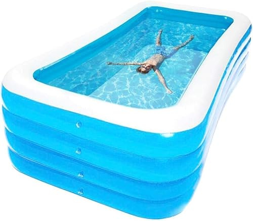Piscina Hinchable Familiar 300x200cm | Gran Piscina de Jardín Rectangular de 4 Capas | Piscina de Plástico para Niños y Adultos, Resistente y Gruesa para el Verano, Fácil de Montar y Vaciar