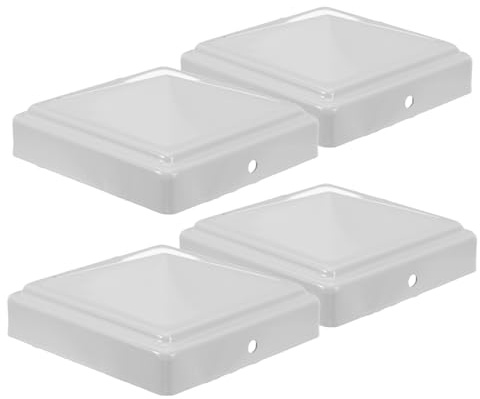 LIFKOME Cappucci per Pali di Recinzione in Ferro Bianco 80x80 Quadrati a Punta 4 Pezzi Copri Tappi Resistenti alle Intemperie per Scuole e Parchi