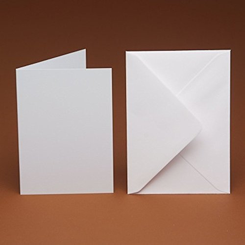 10 A5 Blank Cards and 10 C5 Envelopes - DIY, Wedding, Projects, Greeting Cards, Scrapbooking... (White Linen)