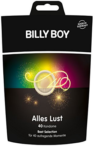 Billy Boy Kondome: 40-Stück 'Alles Lust' Sortiment (bunt, perlgenoppt, aromatisiert, länger lieben, Extra dünn, Gefühlsintesiv, Extra feucht)