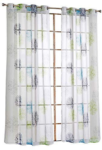SIMPVALE 1 Stück Drucken Tüll Vorhang - Ösen Voile Tür Vorhänge - langes Fenster Abdeckung für Schlafzimmer, Balkon und Wohnzimmer - Breite 140 cm x Höhe 145 cm