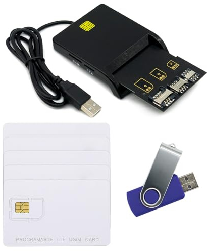 Gialer LTE Cards Program kit, SIM Card Tools & Accessories Include 1 SIM Card Reader + 5pcs programmable USIM Cards + 1 Mini Micro Nano sim Card Adapter kit + GRSIM Software Programer Tool