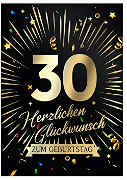 Friendly Fox 30. Geburtstag Karte DIN A5 große Klappkarte mit Goldfolienprägung, edle Glückwunschkarte zum 30. mit Umschlag, Happy Birthday Karte