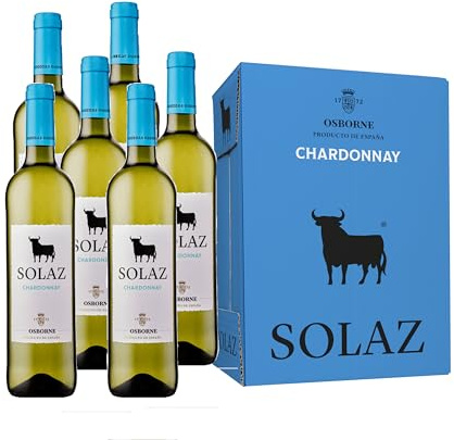 Solaz Vino Blanco 100% Chardonnay | Pack 6x750 ml | IGP Castilla