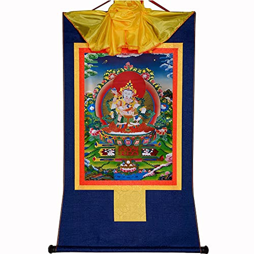 Gandhanra Thangka Tibetischer Wandbehang,Die Yab-Yum-Form von Dorje Sempa Vajrasatva Thangka,Heißgeprägter Buddha Wandteppich für Zen Wohnkultur, Meditation, Spirituelle Entspannung und Ruhe