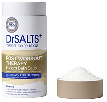 Dr Salts+ 100% Epsom Bath Salts | Post Workout Therapy With Black Pepper & Essential Oils | Stimulate Blood Flow & Ease Muscle Tension | Relax + Recover From Intense Exercise 750g
