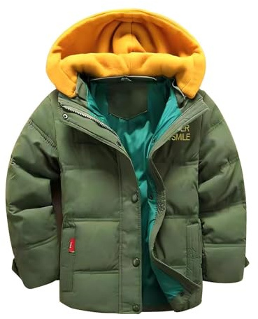 Kappor Vinter Barn Pojkar Baby Vinter DunjackorHuva Päls Falskjacka 3-11 år (Grön, 8 år)