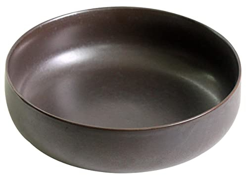 Olly & Rose Oxford Large Ceramic Fruit & Salad Bowl - 26cm Decorative Serving Bowl - Black Stoneware - Extra Large for Pasta
