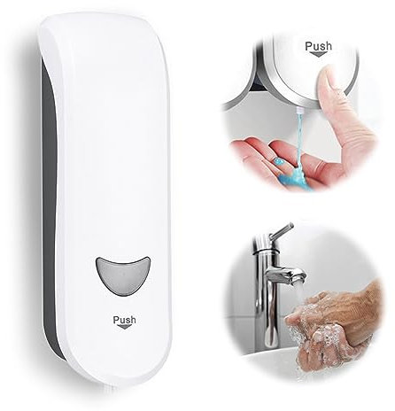 300ml Dispenser di Sapone, Distributore di Sapone Manuale, Dispenser Sapone da Parete per Sapone per Le Mani, Senza Perforazione per Wc, Bagno, Hotel, Cucina, Bianco Perla