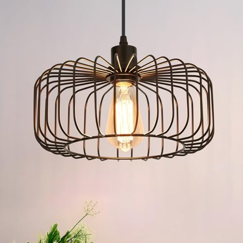 FRIDEKO HOME hängande lampa, svart, modern, pendellampa, matbord, rund metall, lampskärm, hängande lampa, E27 för vardagsrum, matsal, sovrum, kök